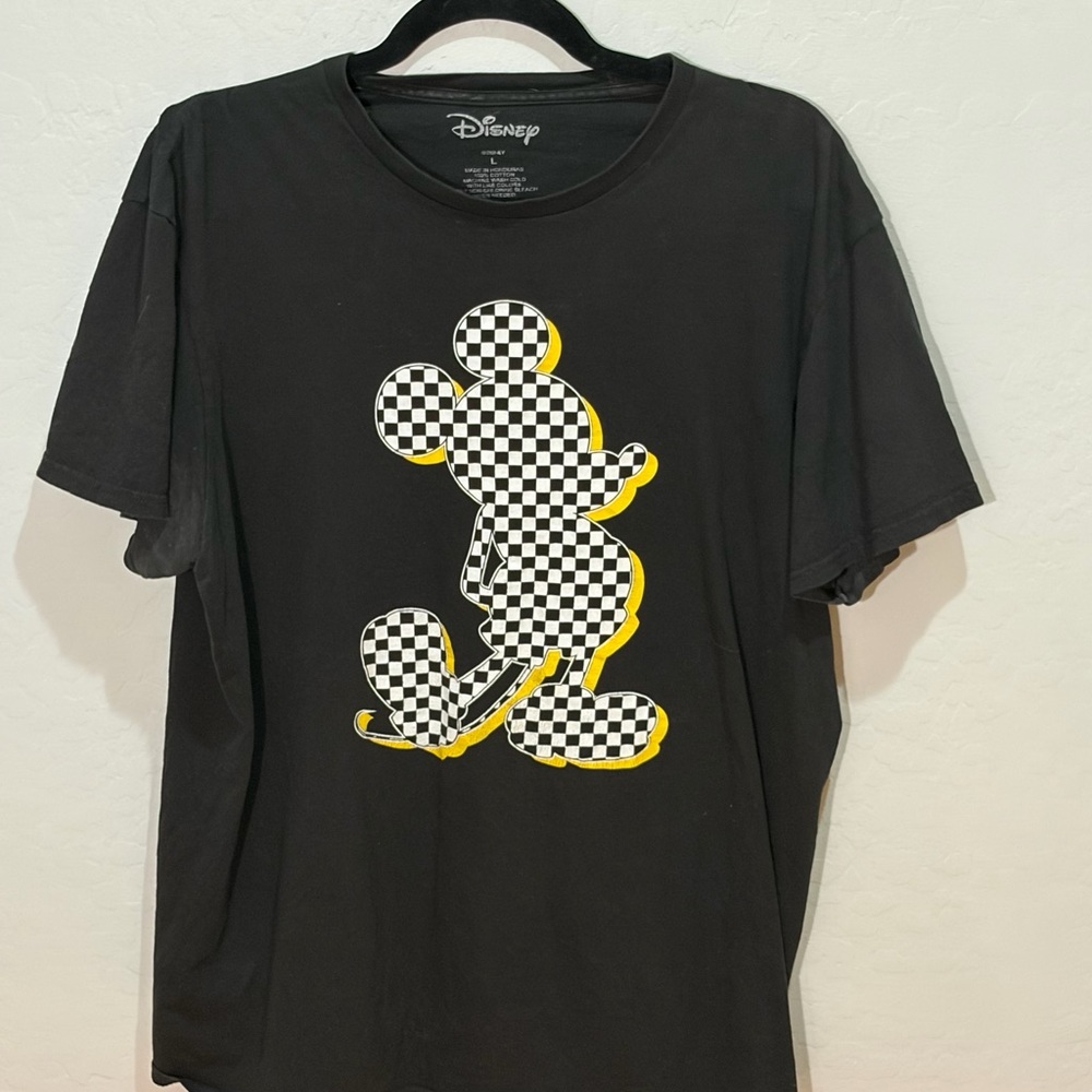 Disney Black and Yellow Checkered Mickey Mouse Tee